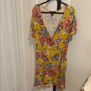 Floral Wrap Dress in Yellow and Red